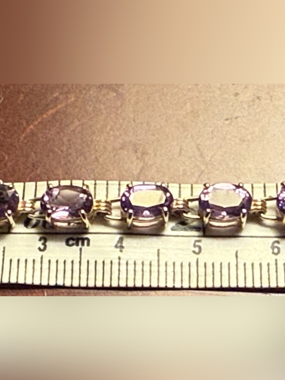 Genuine Amethyst 18 Stone 10kt YG Bracelet 7.5" W/Box Clasp Safety Latch - Picture 6 of 12